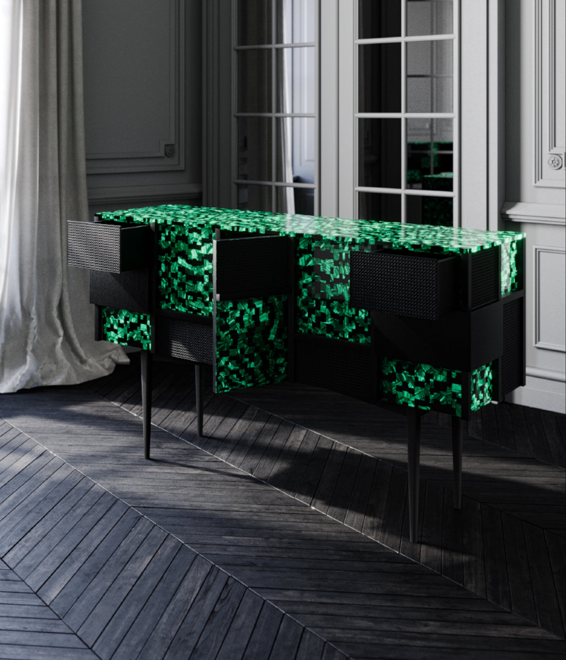 Emerald Envy Console Cabinet