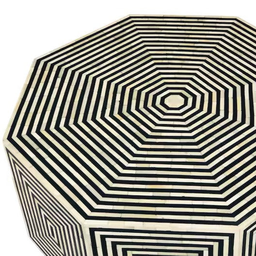 Suhira Bone Inlay Hexagonal Coffee Table - Black