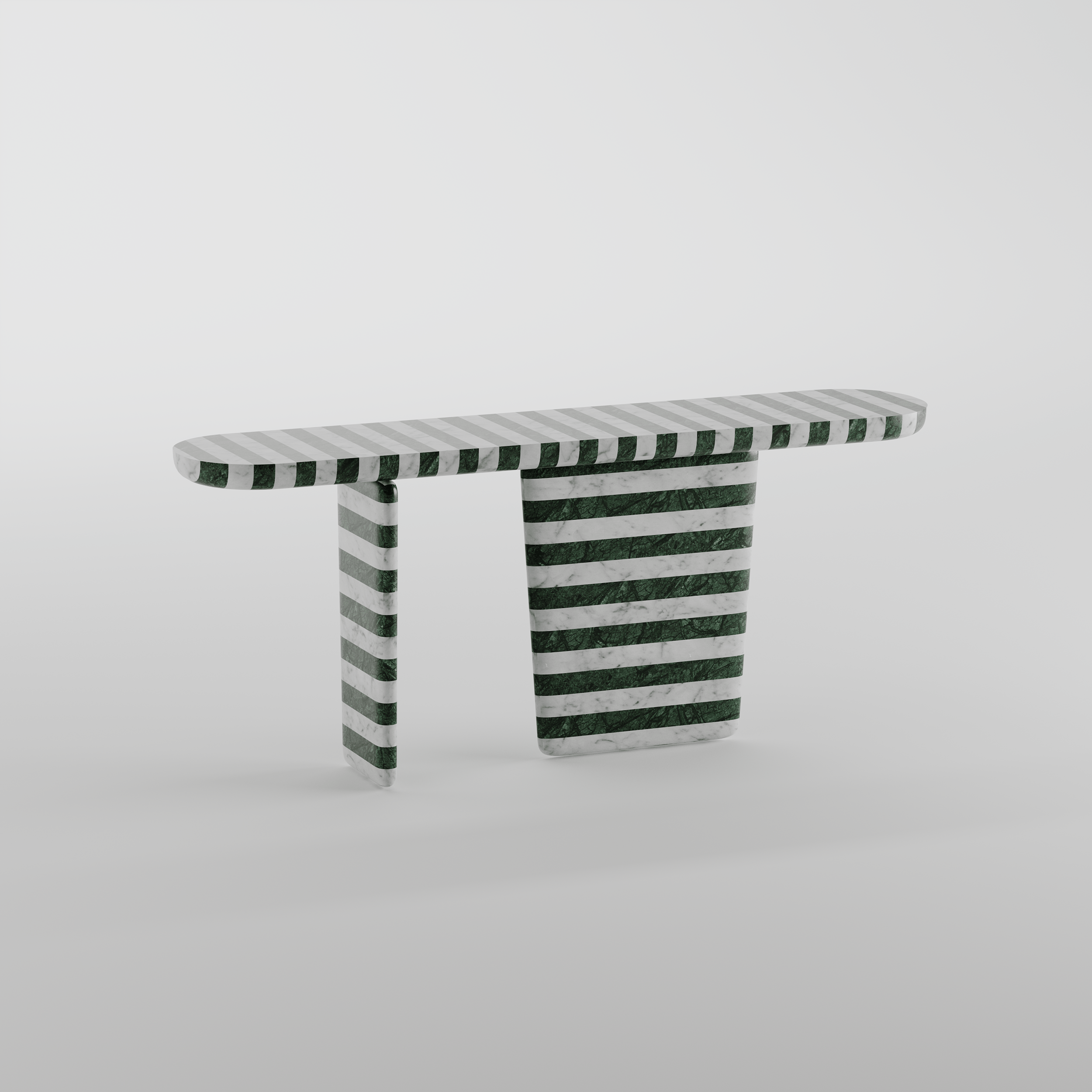 Tesselate Linear Marble Inlay Console