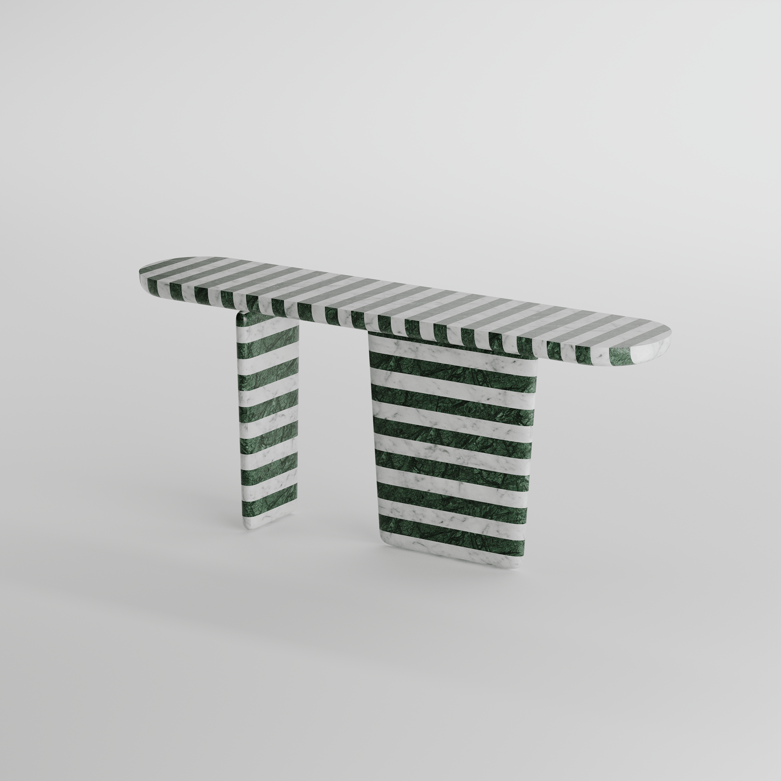 Tesselate Linear Marble Inlay Console