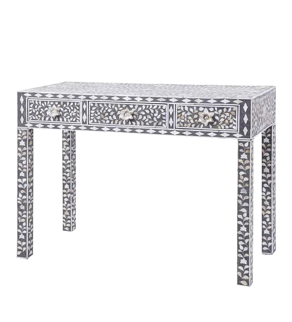 Slyvan Mother Of Pearl Dressing Table with Stool Console - Ziba Homes