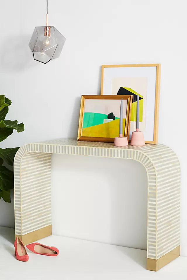 Suhira Inlay Waterfall Console - Ziba Homes