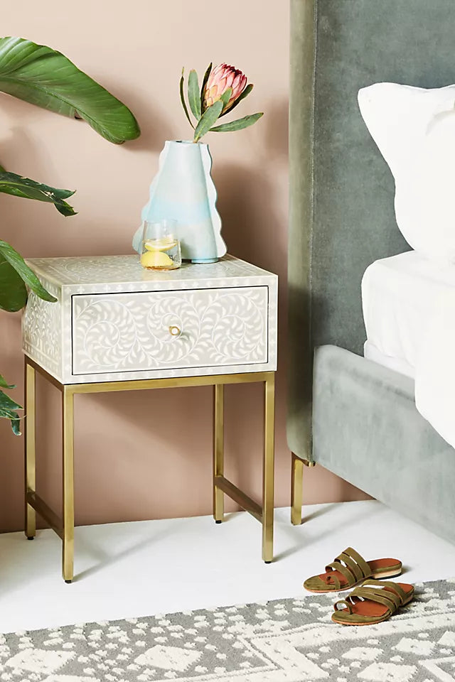 Sylvan Inlay Bedside Table - Ziba Homes