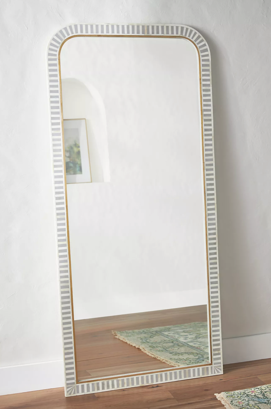 Suhana Waterfall Bone Inlay Floor Mirror