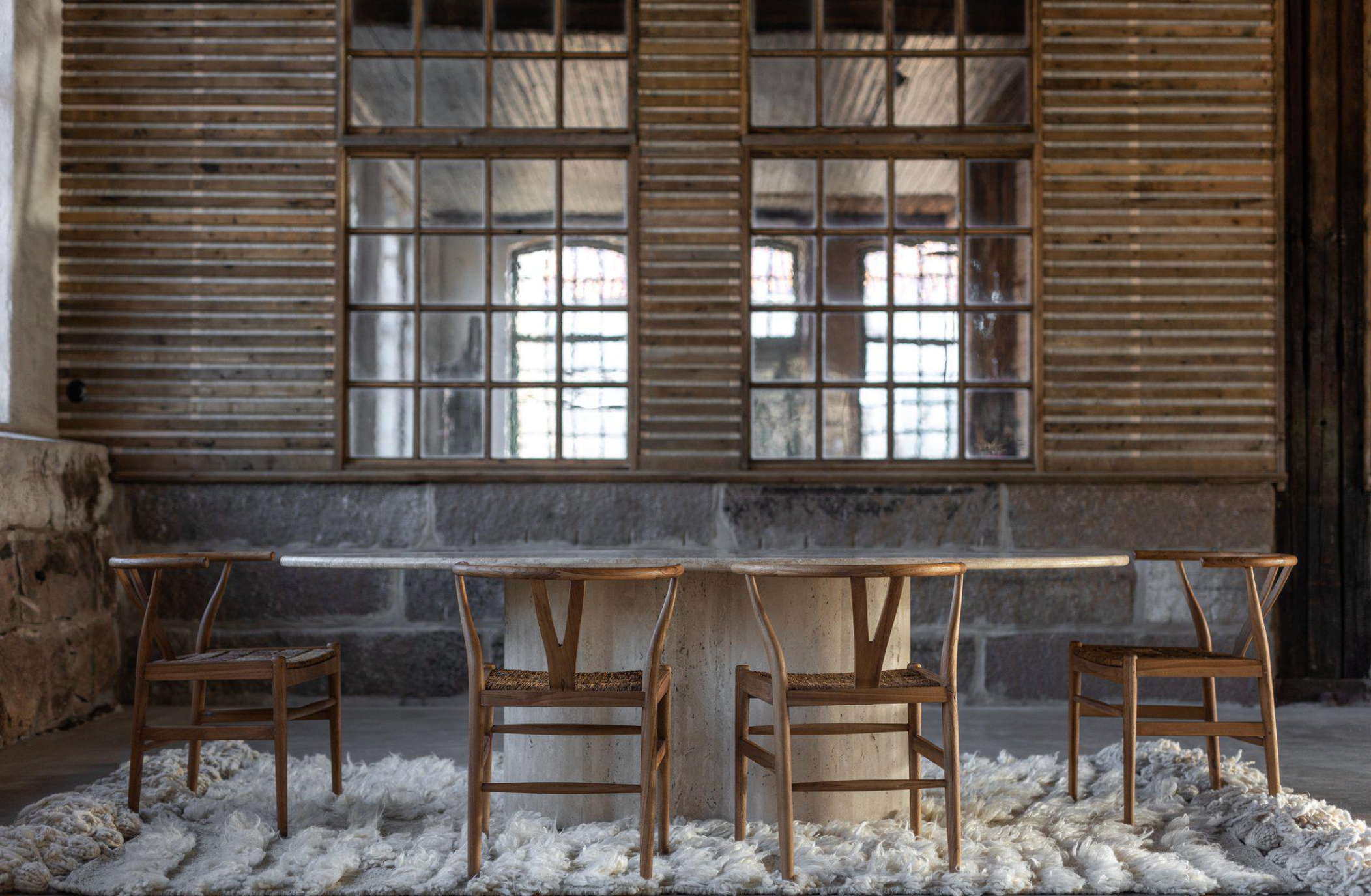 Terra Travertine Marble Dining Table
