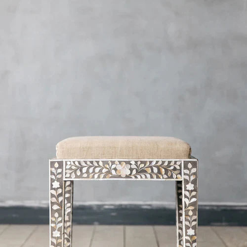 Slyvan Mother Of Pearl Dressing Table with Stool Console - Ziba Homes