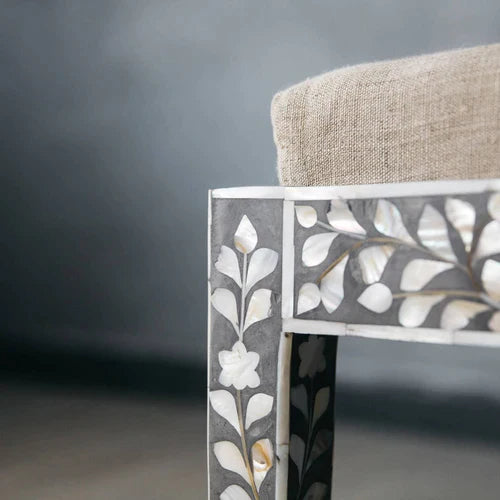 Slyvan Mother Of Pearl Dressing Table with Stool Console - Ziba Homes
