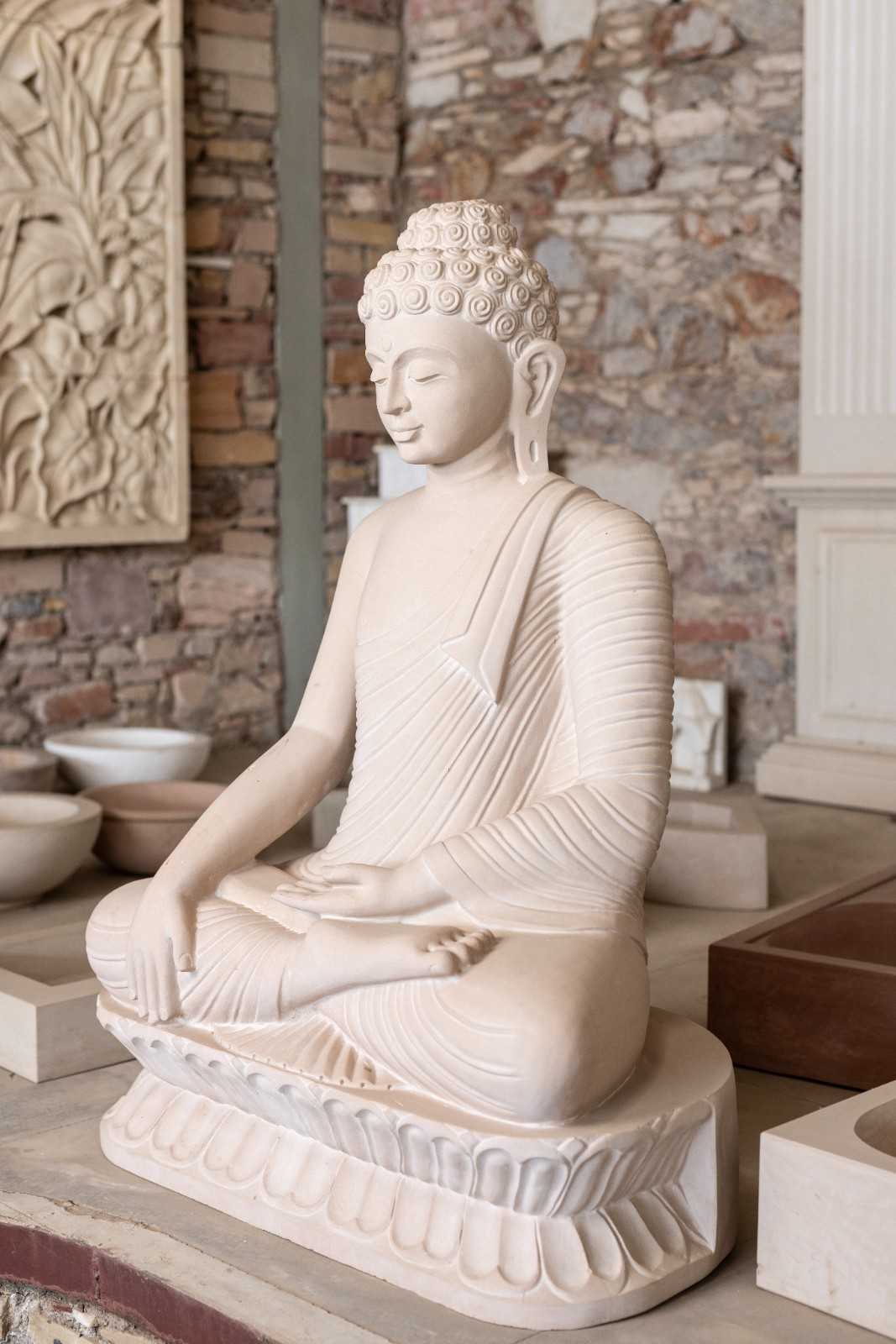 Pink Stone Buddha Sculpture