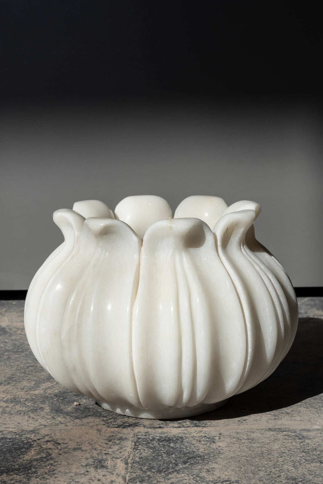 Lotus White Marble Sculpture