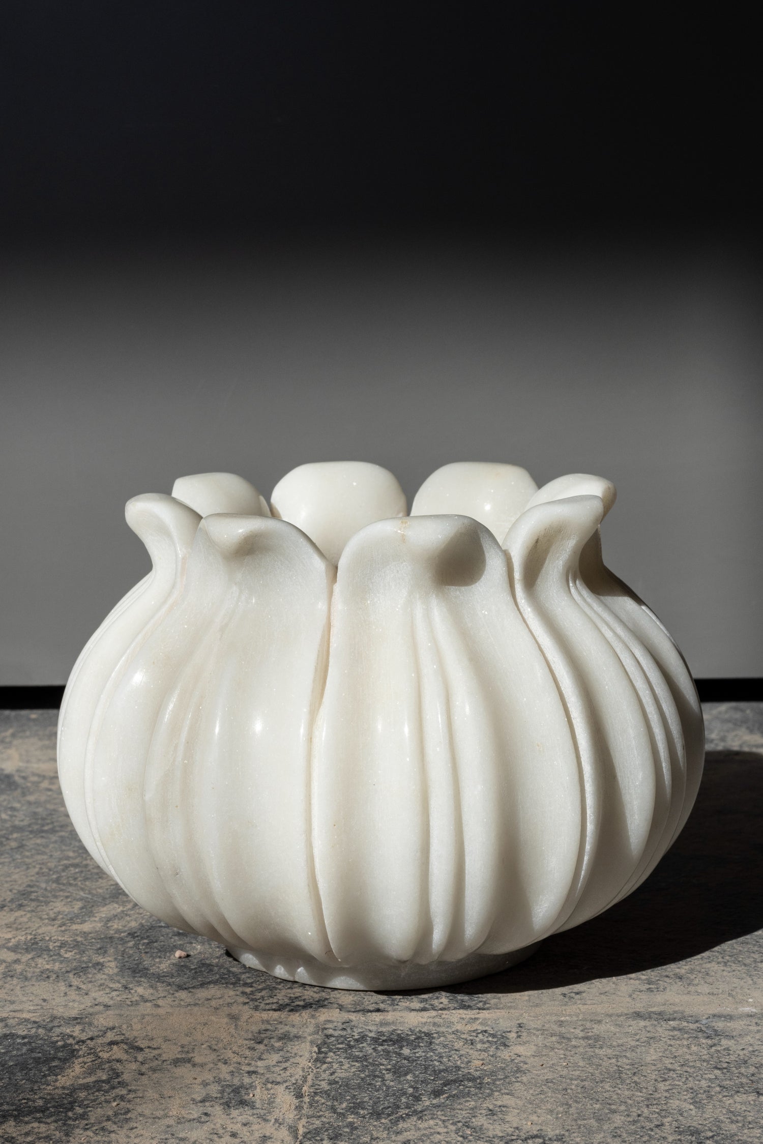 Lotus White Marble Sculpture