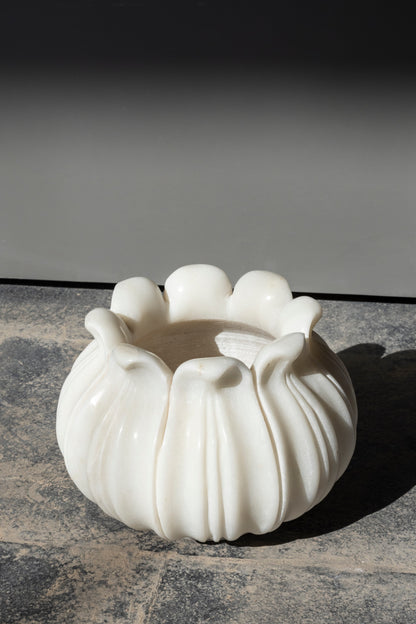 Lotus White Marble Sculpture