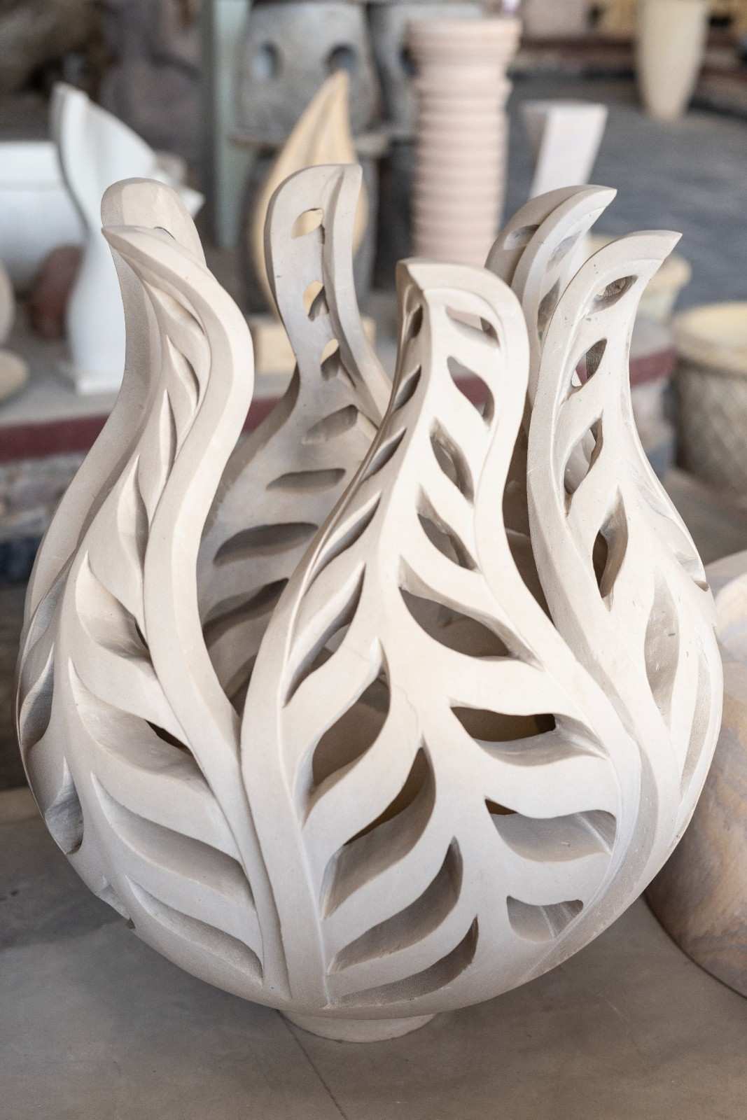 Dholpur Stone Leaf Sculpture