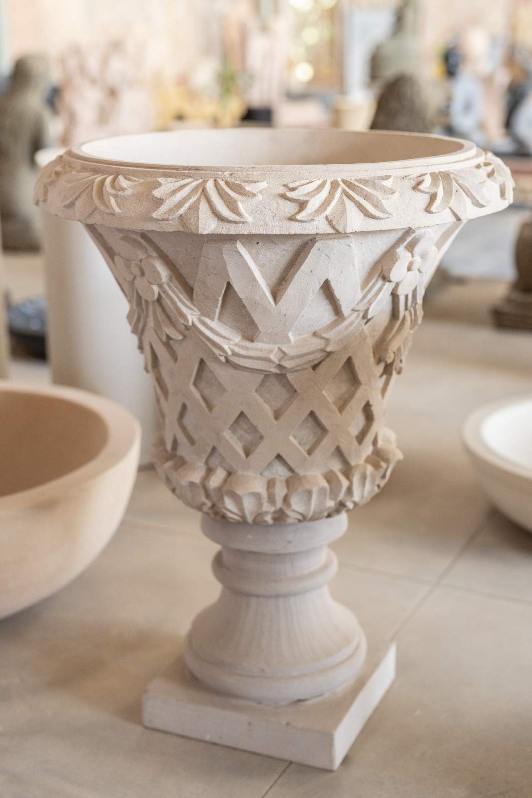 Flora Beige Stone Planter