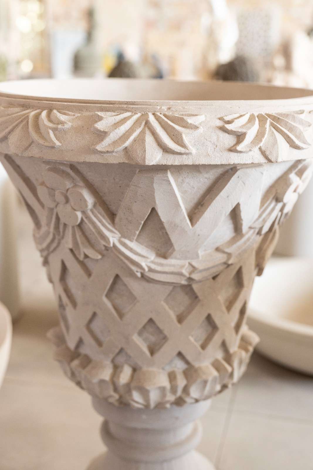 Flora Beige Stone Planter