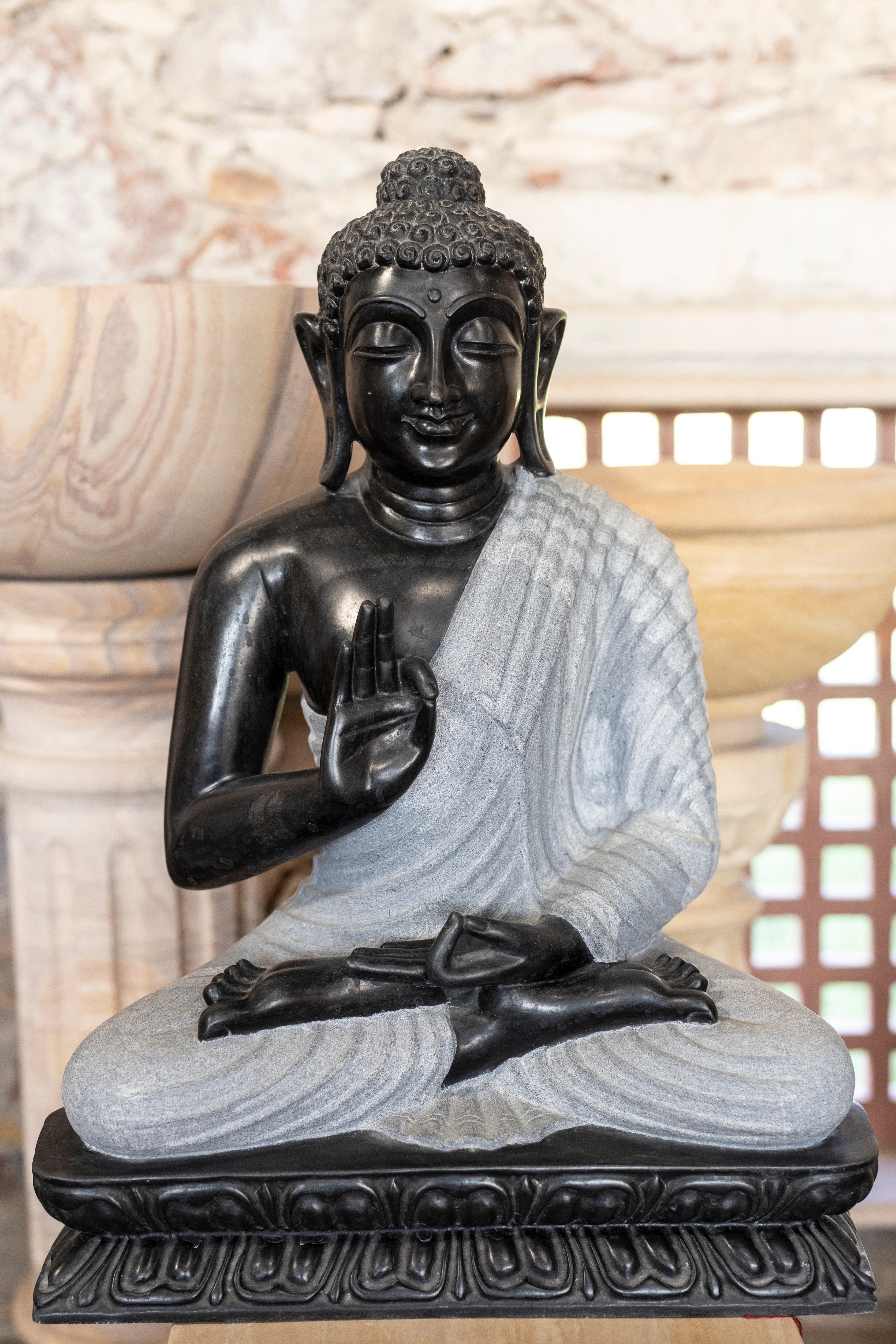 Black Stone Buddha Sculpture