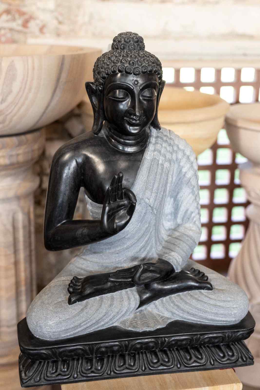 Black Stone Buddha Sculpture