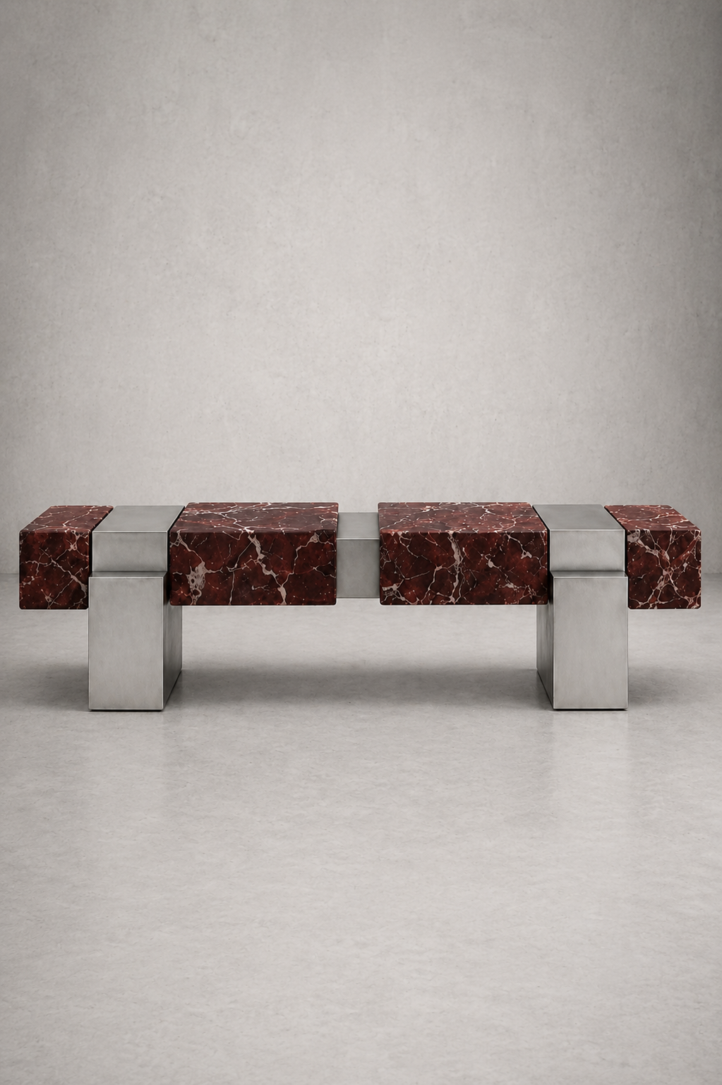 Rosso and Metal Bench