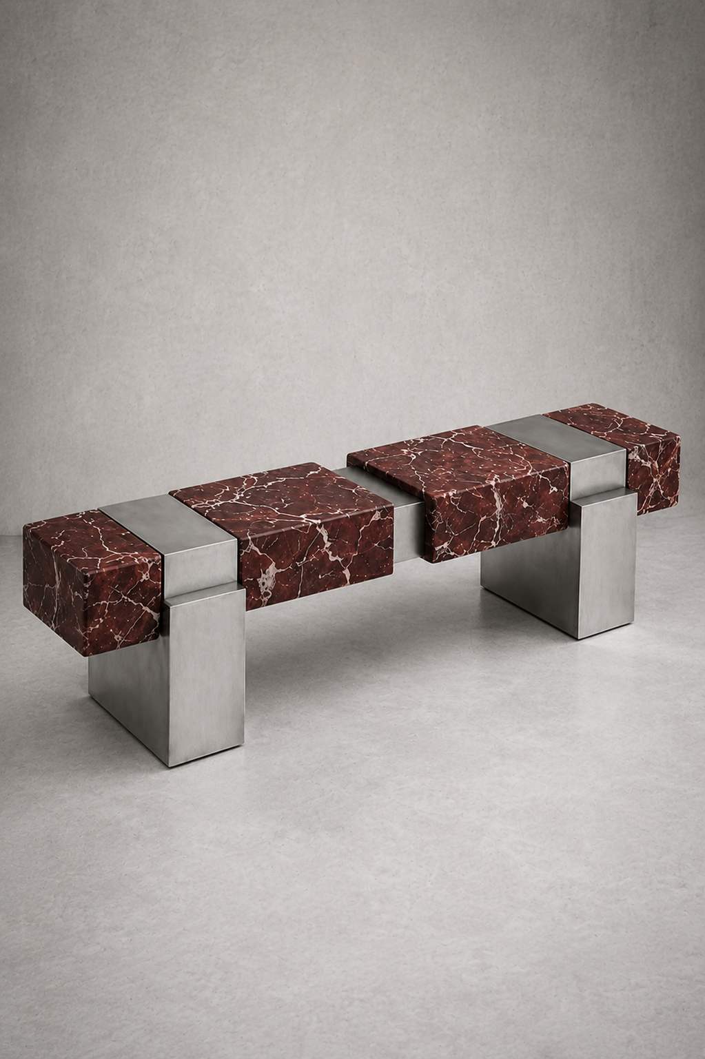 Rosso and Metal Bench