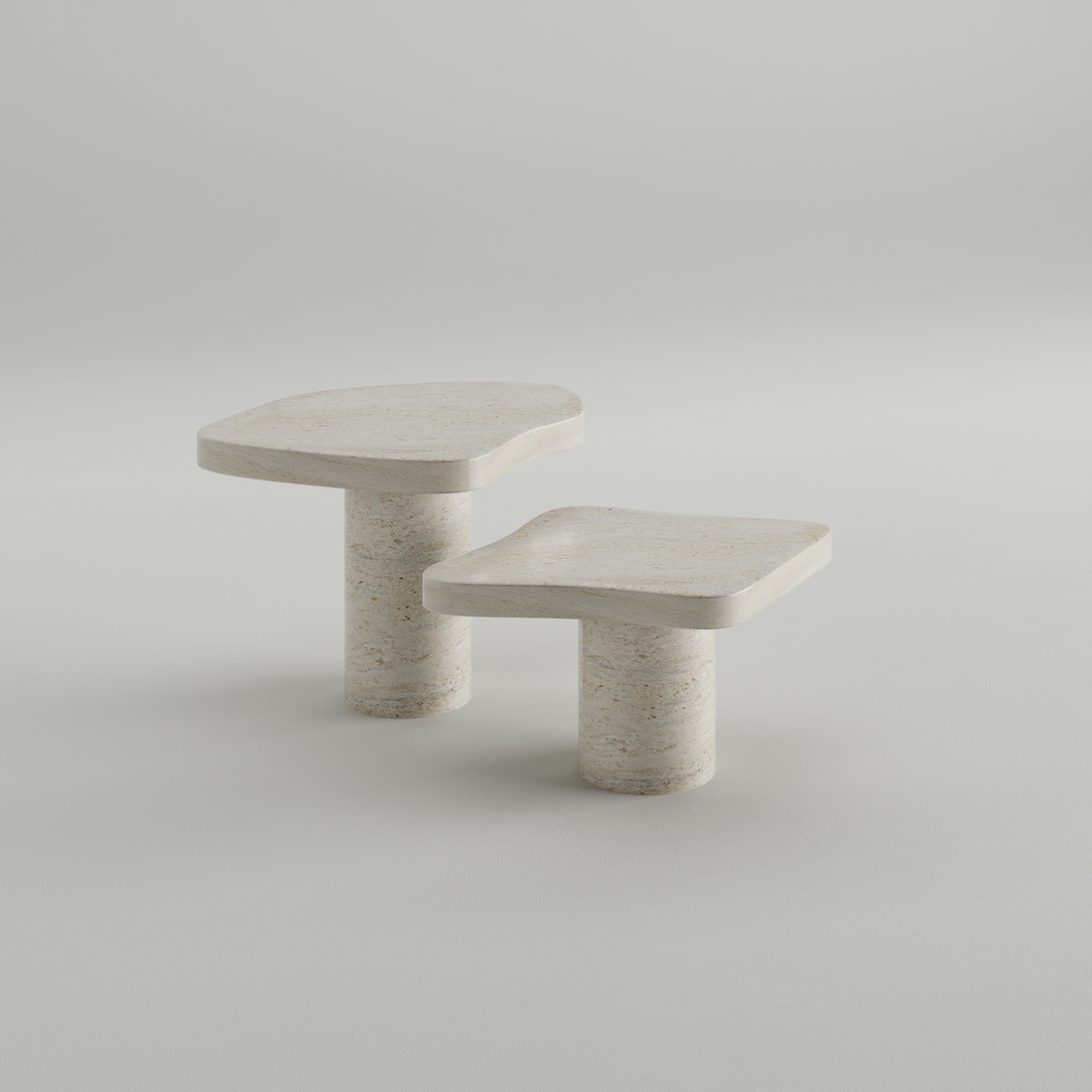 MOONLIT ELEGANCE TRAVERTINE TABLES