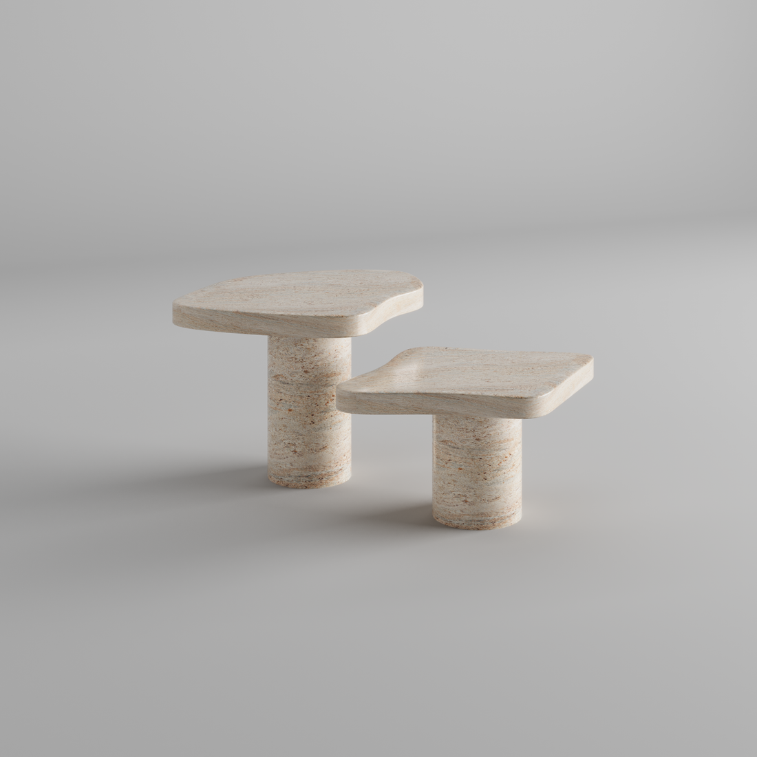 MOONLIT ELEGANCE TRAVERTINE TABLES