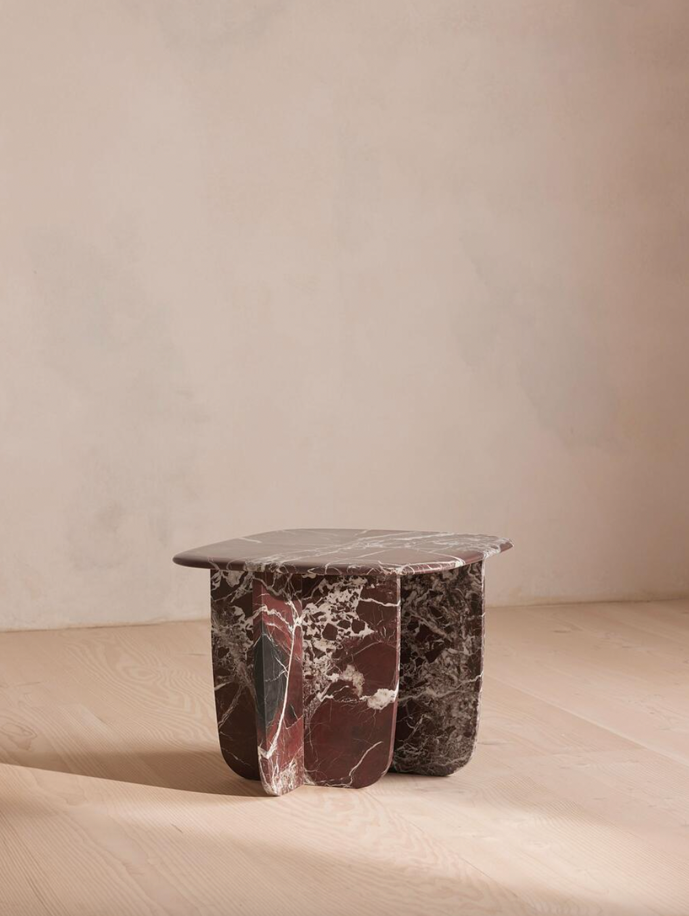 Geo End Table Rosso Levanto Marble