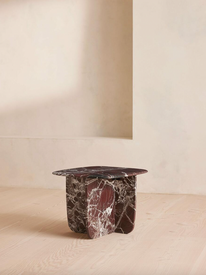 Geo End Table Rosso Levanto Marble