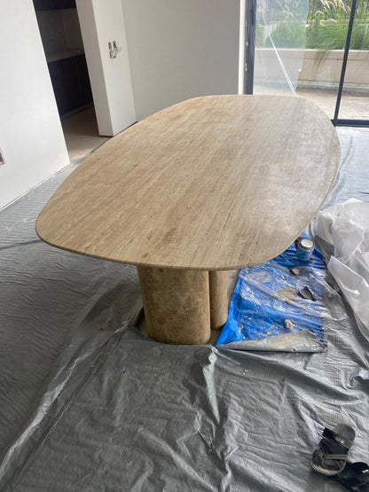 Travertine dining table