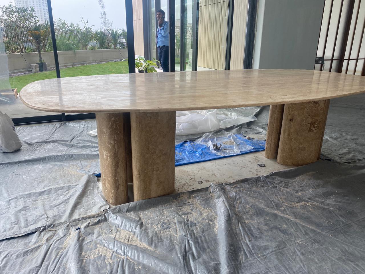 Travertine dining table