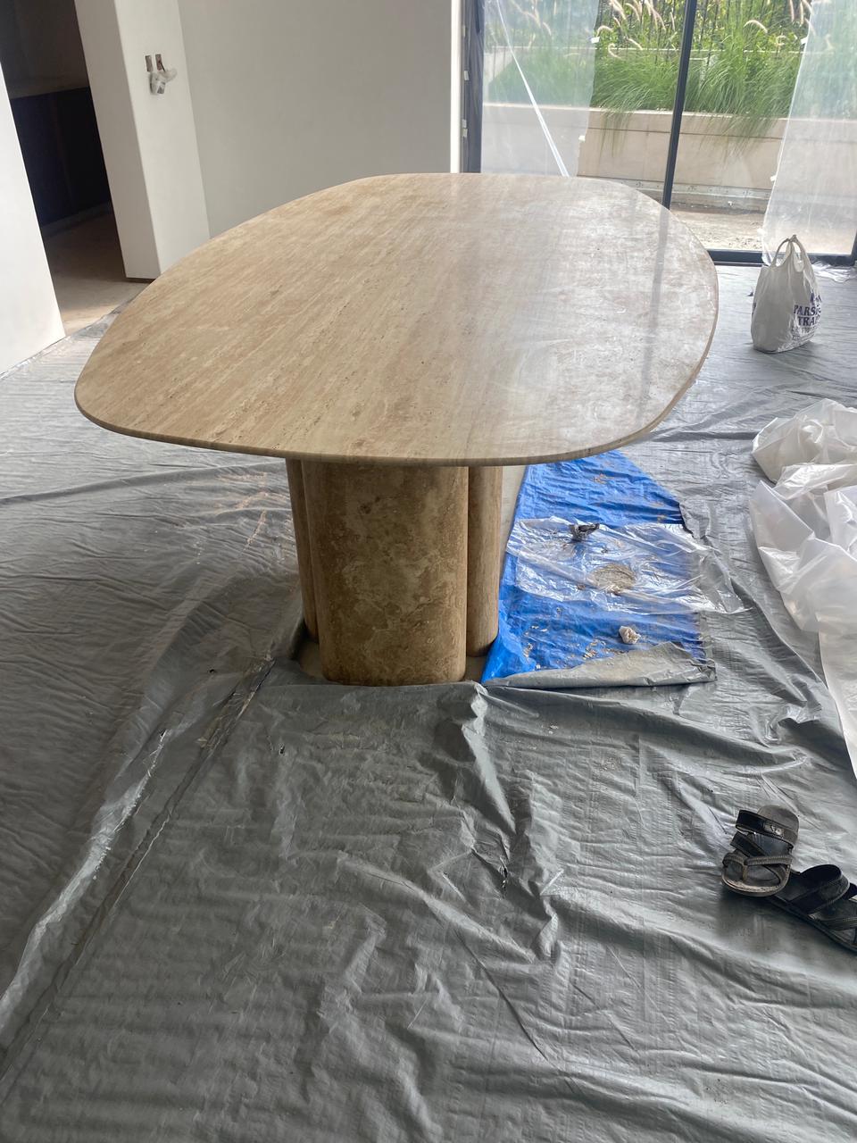 Travertine dining table