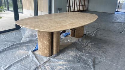 Travertine dining table