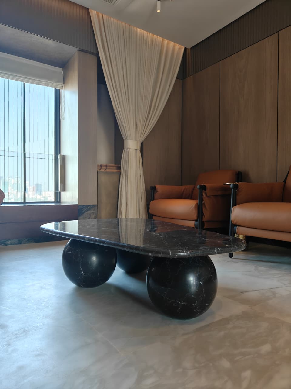 Black Marquina Globe Coffee Table