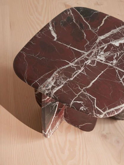 Geo End Table Rosso Levanto Marble