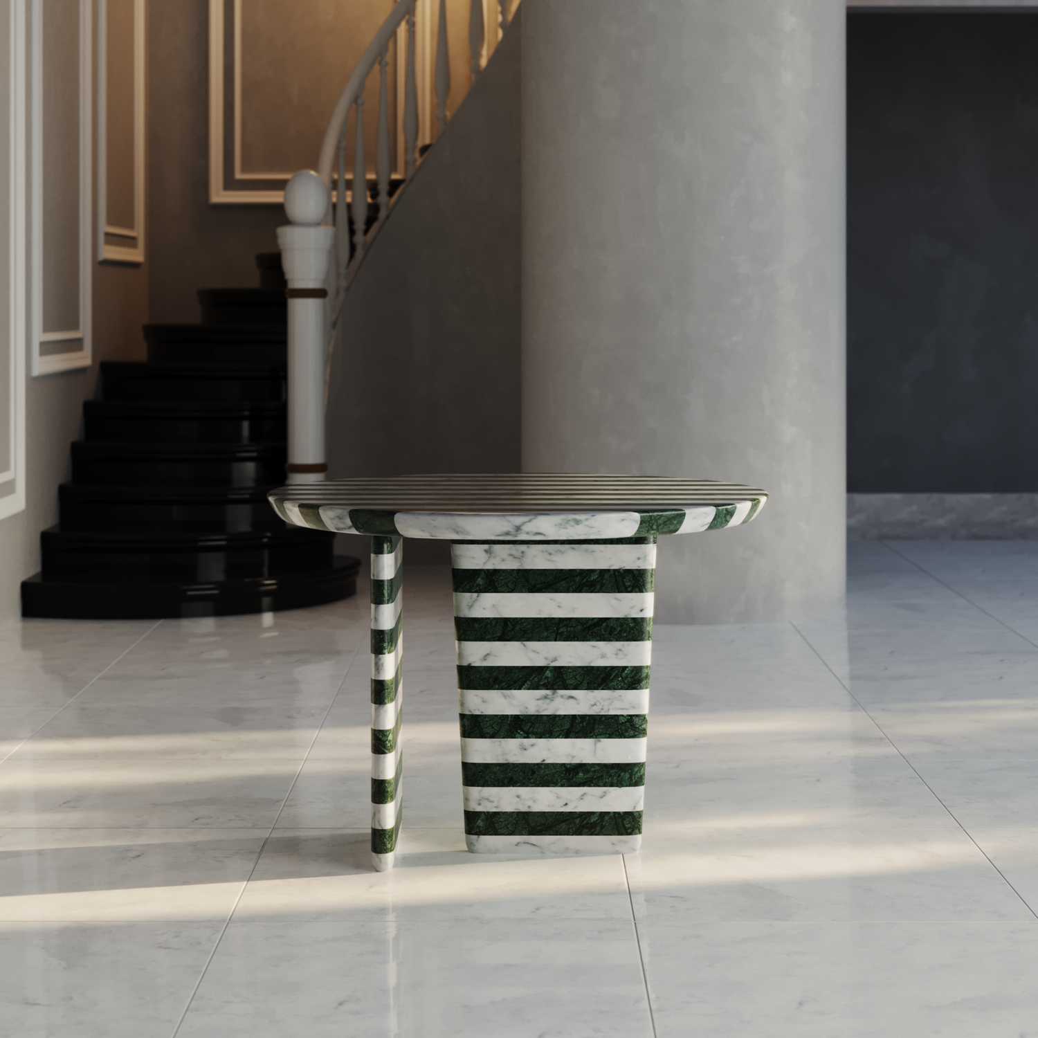 Tesselate Marble Inlay Console