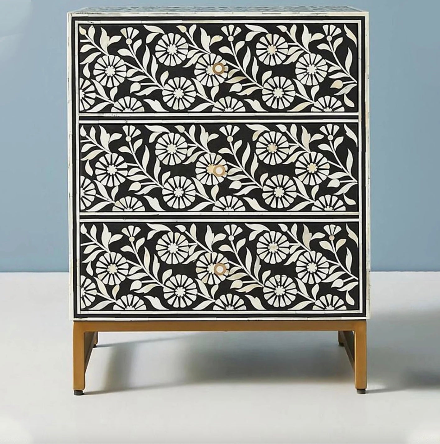 Mazaya Inlay 3-Drawer Dresser in Black Colour