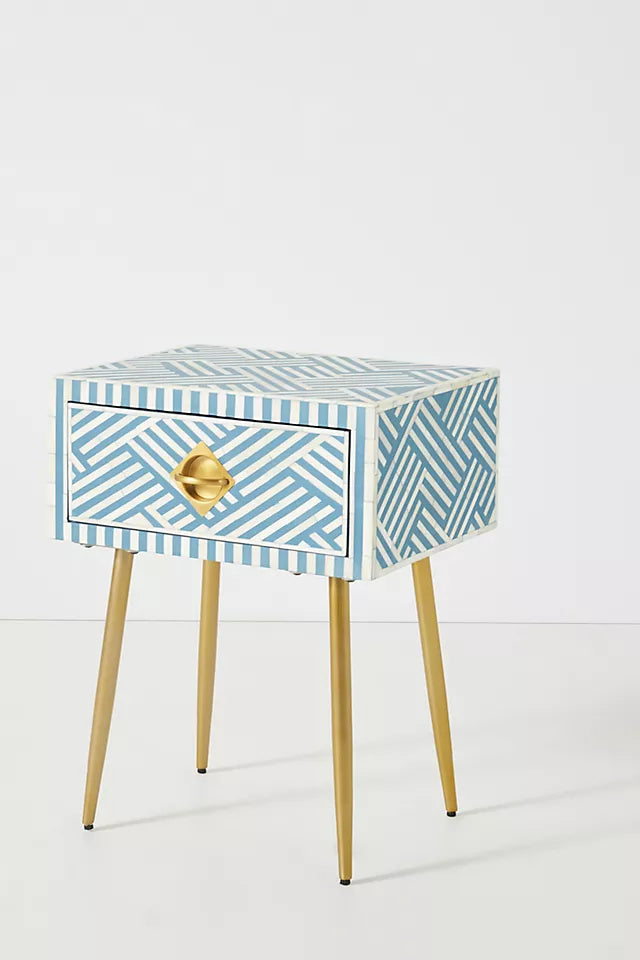 Mist Inlay Side Table - Ziba Homes