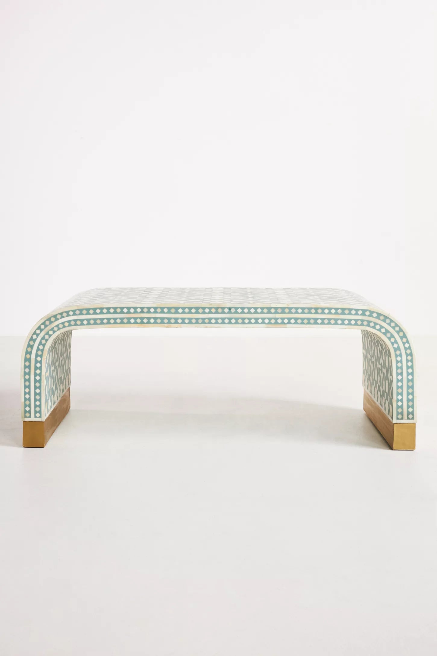 Marrakech Bone Inlay Waterfall Coffee Table in Green