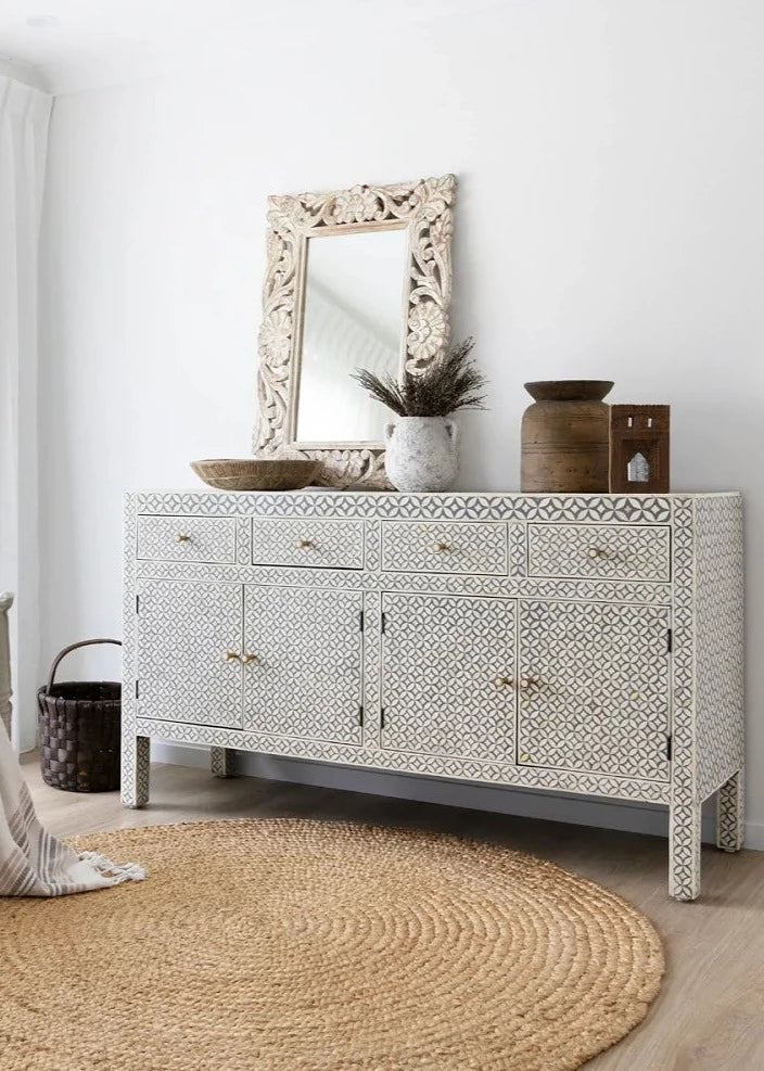 Medley Floral Inlay Sideboard Buffet - Ziba Homes