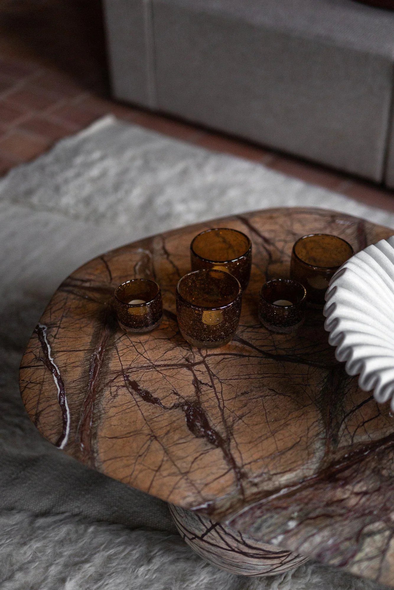 Globe Coffee Table in Rainforest Brown Marble