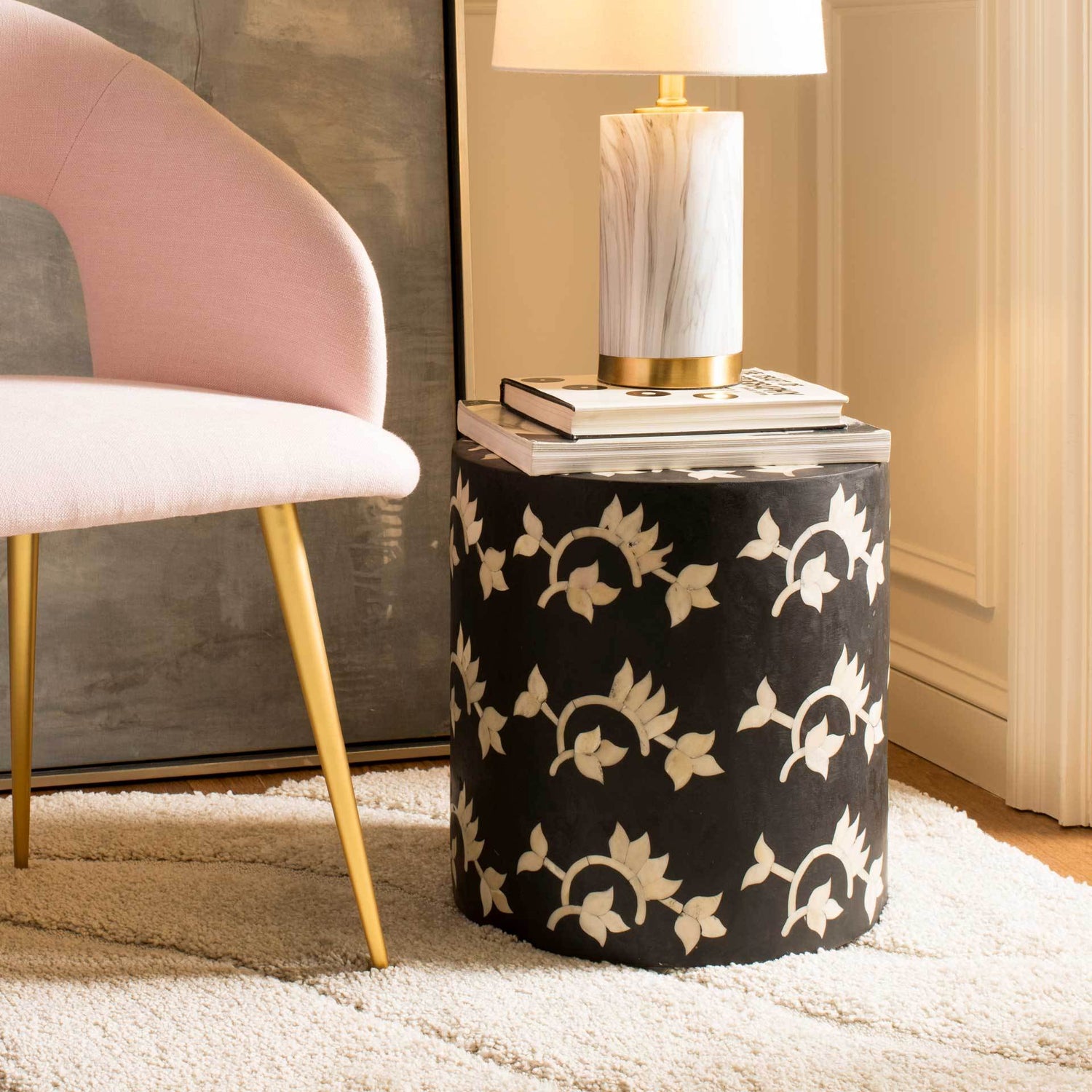 Blossom Inlay End Table - Ziba Homes