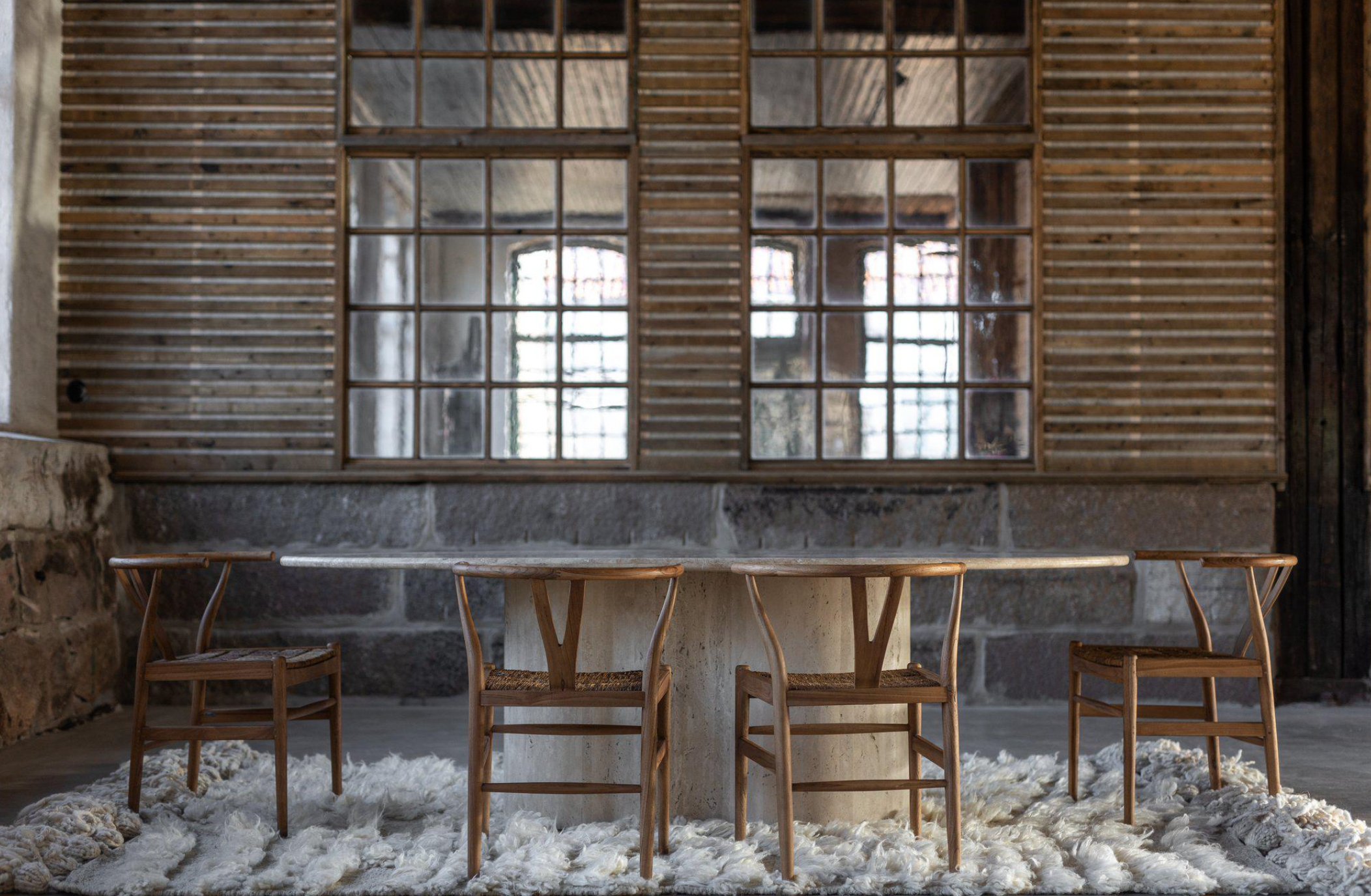 Terra Travertine  Marble Dining Table