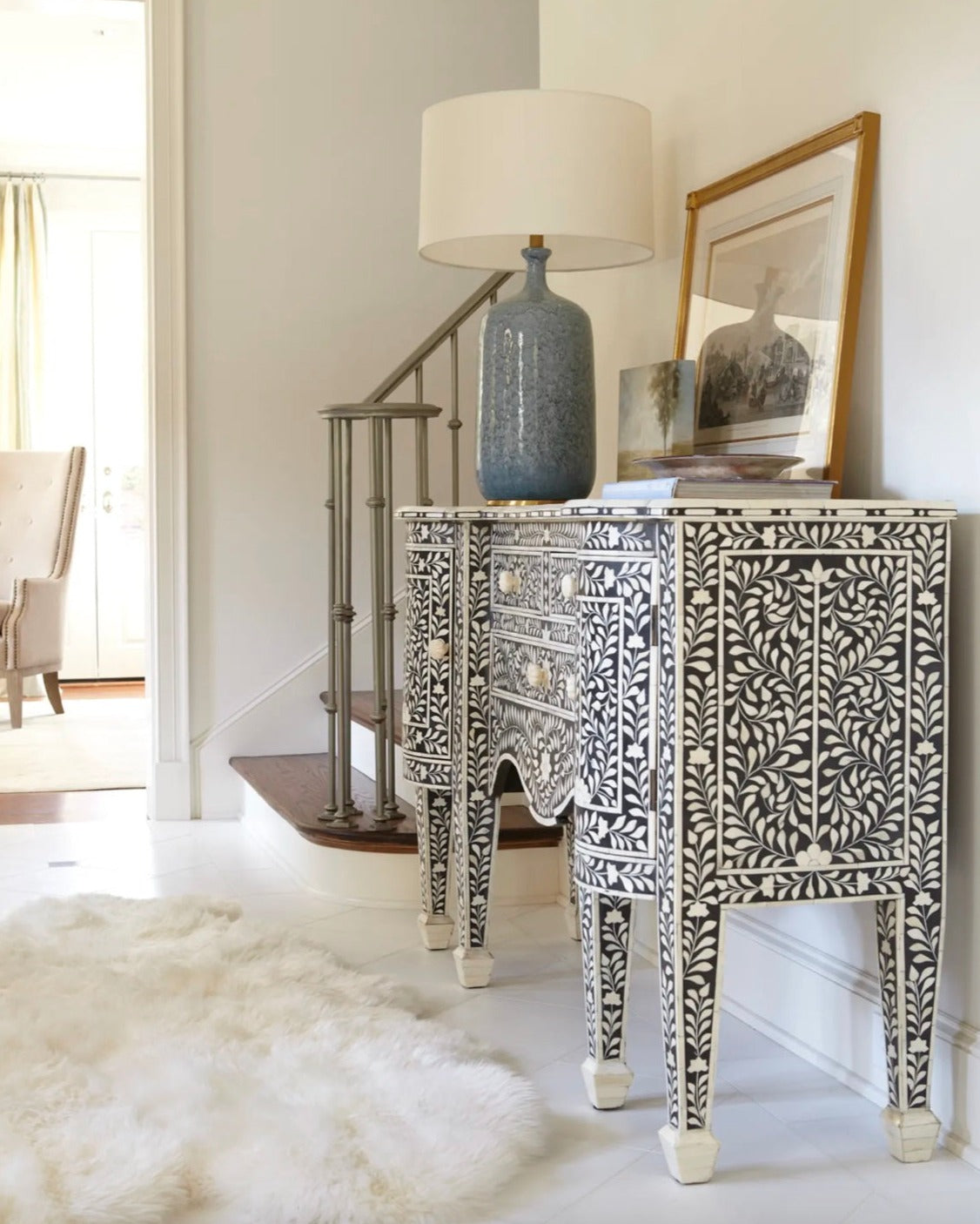 Sylvan Baroque Inlay Console - Ziba Homes