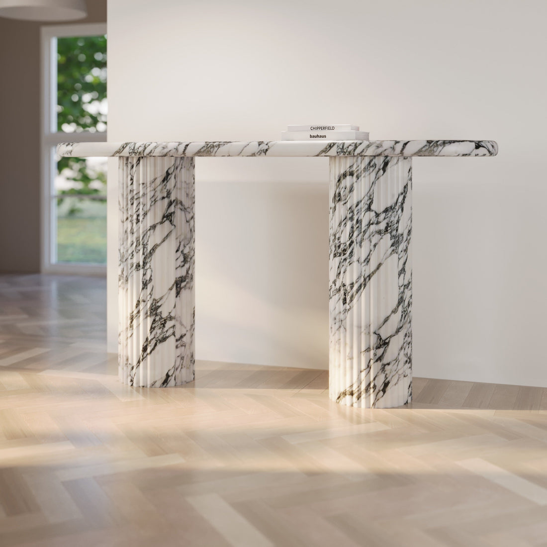 Fluted Telly Marble Console Table