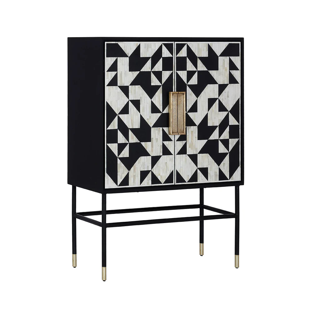 Noir Inlay Bar Cabinet - Ziba Homes