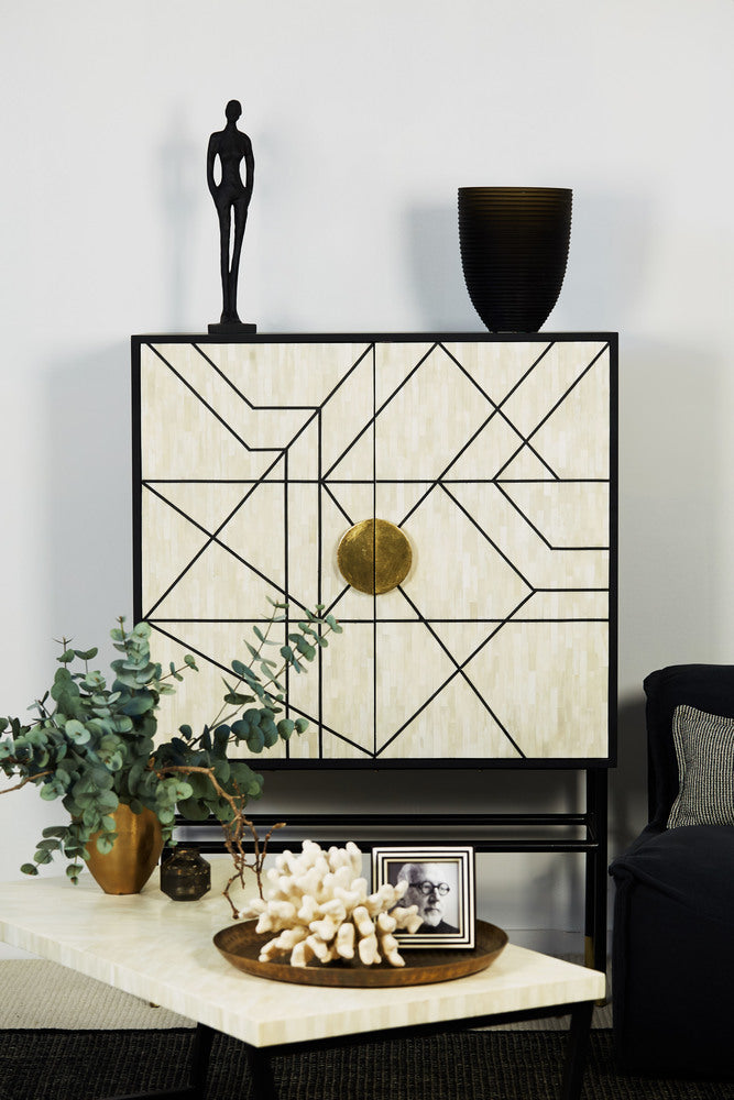 Geo Inlay Bar Cabinet - Ziba Homes