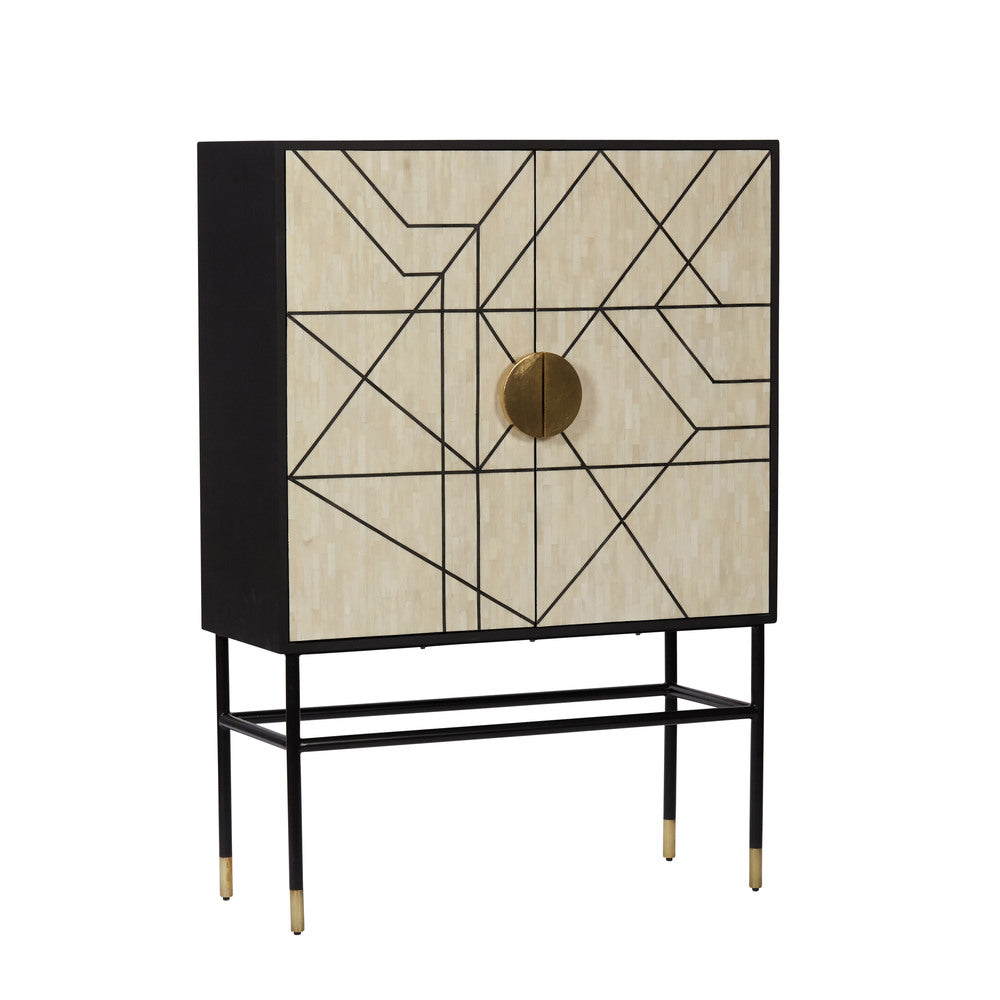 Geo Inlay Bar Cabinet - Ziba Homes